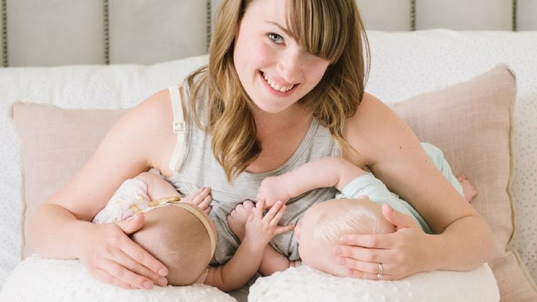 Tandem Breastfeeding Twins on Twin Z Pillow