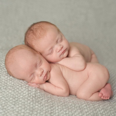 Newborn twins sleeping